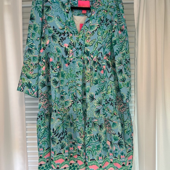 Martine 3/4 Sleeve Dress Frenchie Blue Mosaic Shells Engineered Dress - Picture 3 of 6